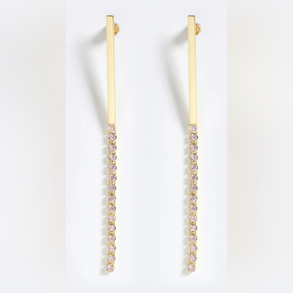 Emma Pills Long Night Ahead Earings 18k Goldplated Sterling Silver 4' Long New